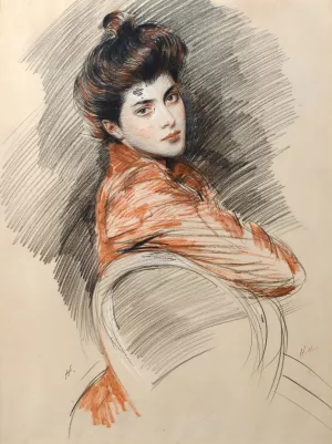 Portrait Of Elisabeth Van Biema by Paul Cesar Helleu Oil Painting