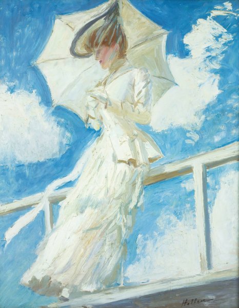 Main Product Photo of Portrait Of Mrs Helleu With An Umbrella Painting by Paul Cesar Helleu