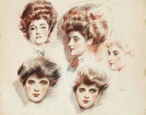 Portraits de Marthe Letellier et d'Ellen Helleu by Paul Cesar Helleu Oil Painting