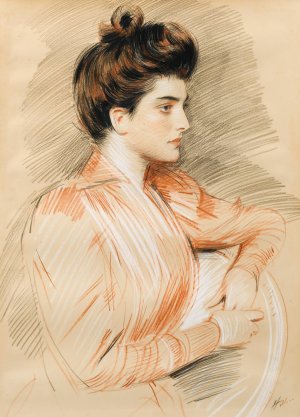 Profile Portrait Of Elisabeth Van Biema by Paul Cesar Helleu Oil Painting