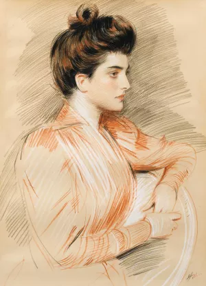 Profile Portrait Of Elisabeth Van Biema by Paul Cesar Helleu Oil Painting