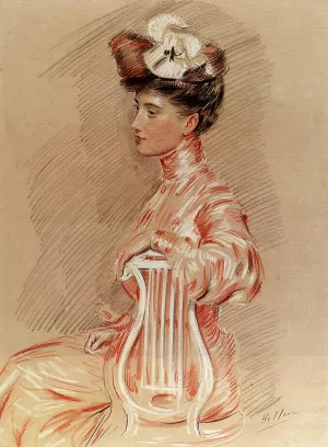 Seated Young Woman by Paul Cesar Helleu - Oil Painting Reproduction