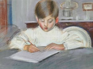 The drawing lesson by Paul Cesar Helleu Oil Painting