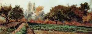 Fields and Trees, Autumn Study by Paul-Camille Guigou - Oil Painting Reproduction