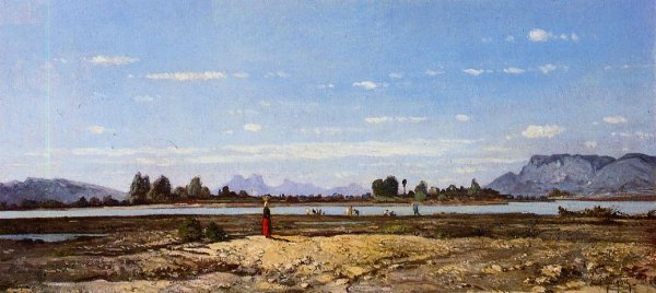 Landscape, the Banks of the Durance by Paul-Camille Guigou - Hand-Painted Oil Painting Reproduction