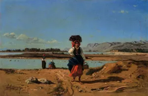 Laundresses by the Durance by Paul-Camille Guigou Oil Painting