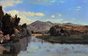 The Aiguebrun River at Lourmarin painting by Paul-Camille Guigou