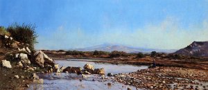 The Painter and His Dog on the Banks of the Durance by Paul-Camille Guigou Oil Painting