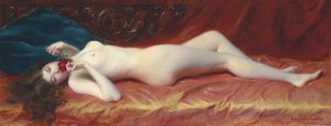 The Red Rose by Paul Cecile Baudry Oil Painting
