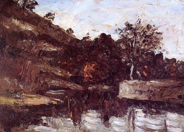 Main Product Photo of A Bend in the River Painting by Paul Cezanne