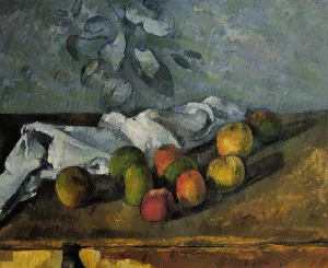 Apples and Napkin painting by Paul Cezanne