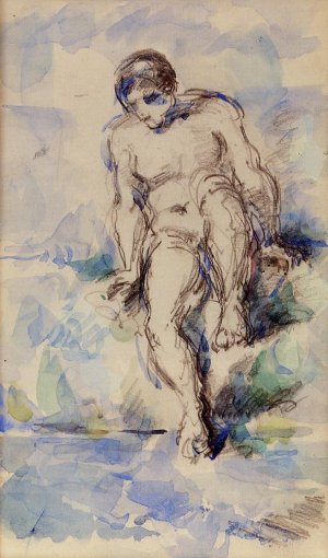 Bather Entering the Water Oil painting by Paul Cezanne