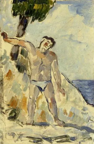 Bather with Arms Spread by Paul Cezanne - Oil Painting Reproduction