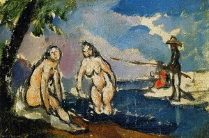 Bathers and Fisherman with a Line by Paul Cezanne - Oil Painting Reproduction