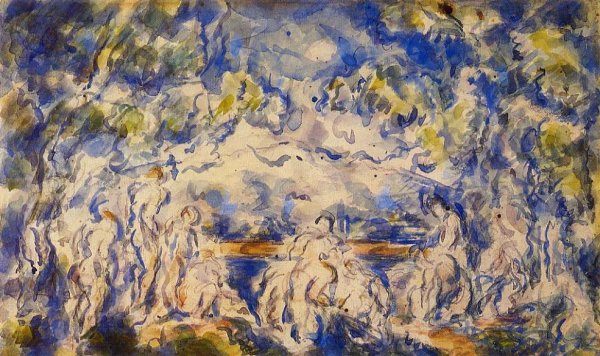 Bathers, Mont-Sainte-Victoire in the Background by Paul Cezanne - Hand-Painted Oil Painting Reproduction