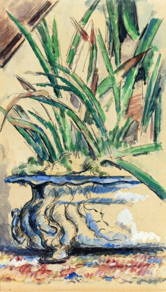 Blue Flowerpot by Paul Cezanne - Hand-Painted Oil Painting Reproduction
