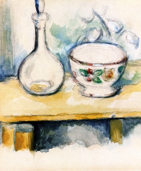 Main Product Photo of Carafe and Bowl Painting by Paul Cezanne