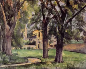 Chestnut Tree and Farm at Jas de Bouffan by Paul Cezanne - Oil Painting Reproduction
