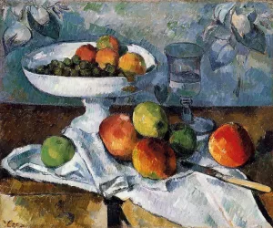 Compotier, Glass and Apples painting by Paul Cezanne