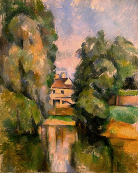 Main Product Photo of Country House by a River Painting by Paul Cezanne