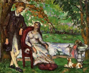 Couple in a Garden also known as The Conversation by Paul Cezanne - Oil Painting Reproduction