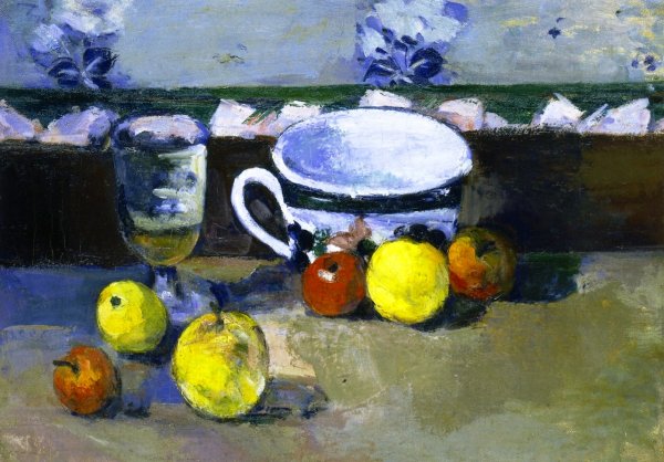 Cup, Glass and Fruit by Paul Cezanne - Hand-Painted Oil Painting Reproduction