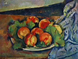 Dish of Peaches painting by Paul Cezanne