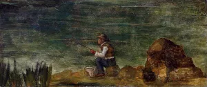 Fisherman on the Rocks painting by Paul Cezanne
