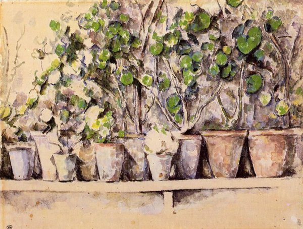 Main Product Photo of Flowerpots Painting by Paul Cezanne