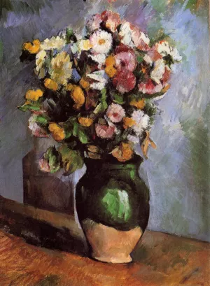 Flowers in an Olive Jar by Paul Cezanne - Oil Painting Reproduction