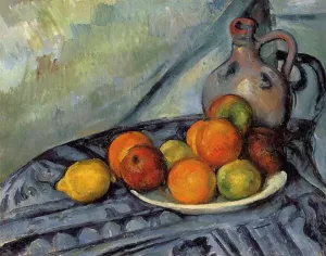 Fruit and Jug on a Table by Paul Cezanne - Oil Painting Reproduction