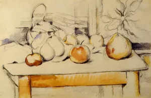 Ginger Jar and Fruit on a Table painting by Paul Cezanne