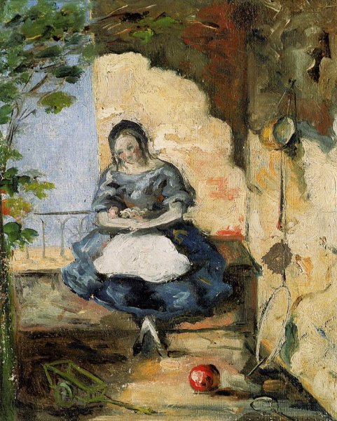 Girl by Paul Cezanne - Hand-Painted Oil Painting Reproduction