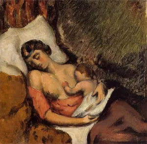 Hortense Breast Feeding Paul by Paul Cezanne - Oil Painting Reproduction