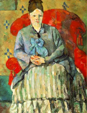 Hortense Fiquet in a Striped Skirt by Paul Cezanne - Oil Painting Reproduction