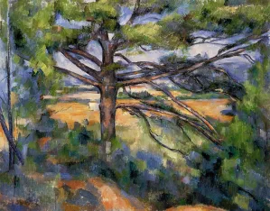 Large Pine and Red Earth painting by Paul Cezanne