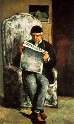 Louis-Auguste Cezanne, Father of the Artist, Reading 'l'Evenement' by Paul Cezanne - Oil Painting Reproduction