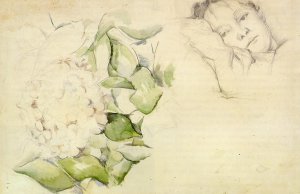 Madame Cezanne Hortense Fiquet with Hortensias Oil painting by Paul Cezanne
