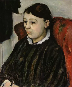 Madame Cezanne in a Striped Robe by Paul Cezanne Oil Painting