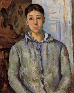 Madame Cezanne in Blue also known as Sant Van Victoria Oil painting by Paul Cezanne