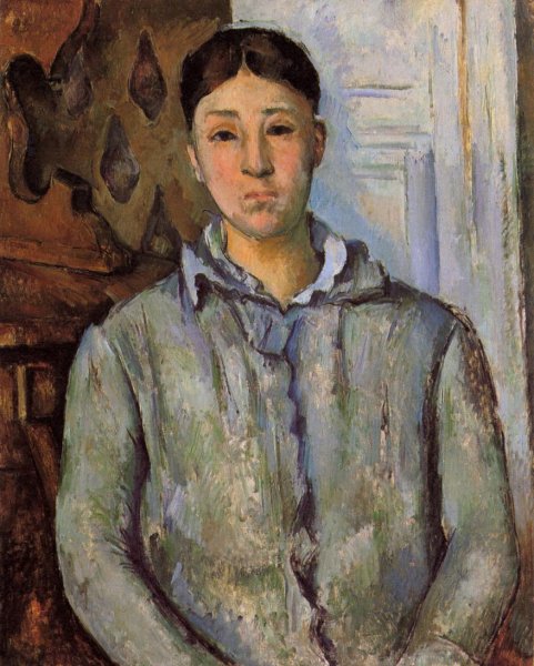 Madame Cezanne in Blue also known as Sant Van Victoria by Paul Cezanne - Hand-Painted Oil Painting Reproduction