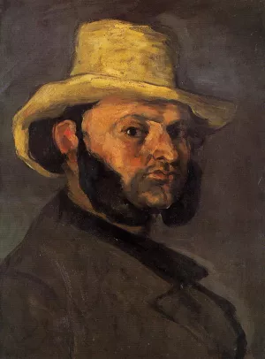 Man in a Straw Hat by Paul Cezanne - Oil Painting Reproduction