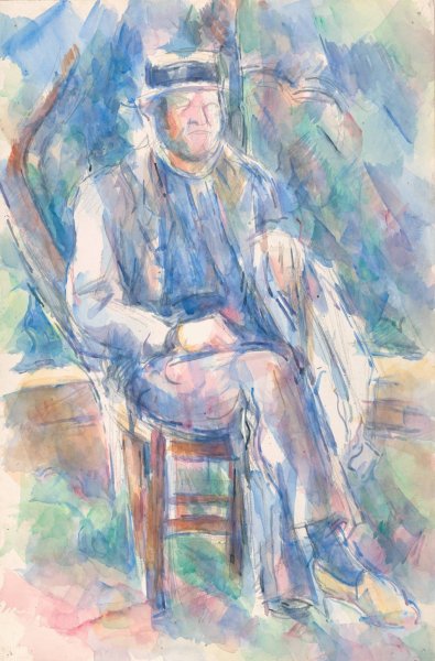 Man Wearing a Straw Hat  by Paul Cezanne - Hand-Painted Oil Painting Reproduction