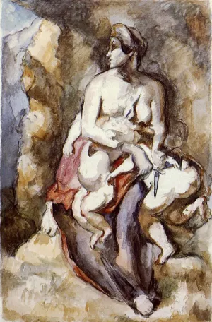 Medea after Delacroix painting by Paul Cezanne