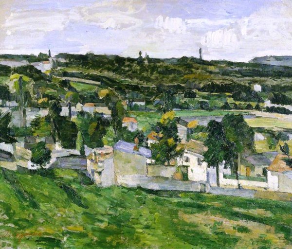 Near Auvers-sur-Oise by Paul Cezanne - Hand-Painted Oil Painting Reproduction