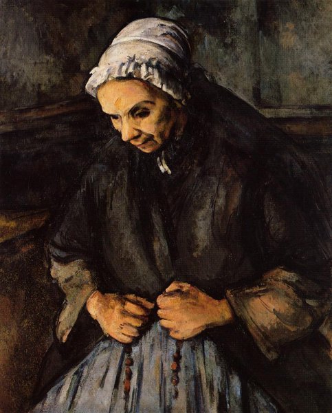 Main Product Photo of Old Woman with a Rosary Painting by Paul Cezanne