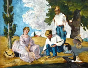 Picnic on a Riverbank by Paul Cezanne Oil Painting