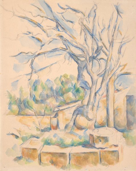 Pistachio Tree at Chateau Noir  by Paul Cezanne - Hand-Painted Oil Painting Reproduction