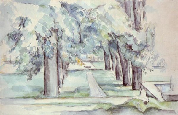 Main Product Photo of Pool and Lane of Chestnut Trees at Jas de Bouffan Painting by Paul Cezanne