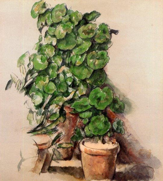 Main Product Photo of Pots of Geraniums Painting by Paul Cezanne